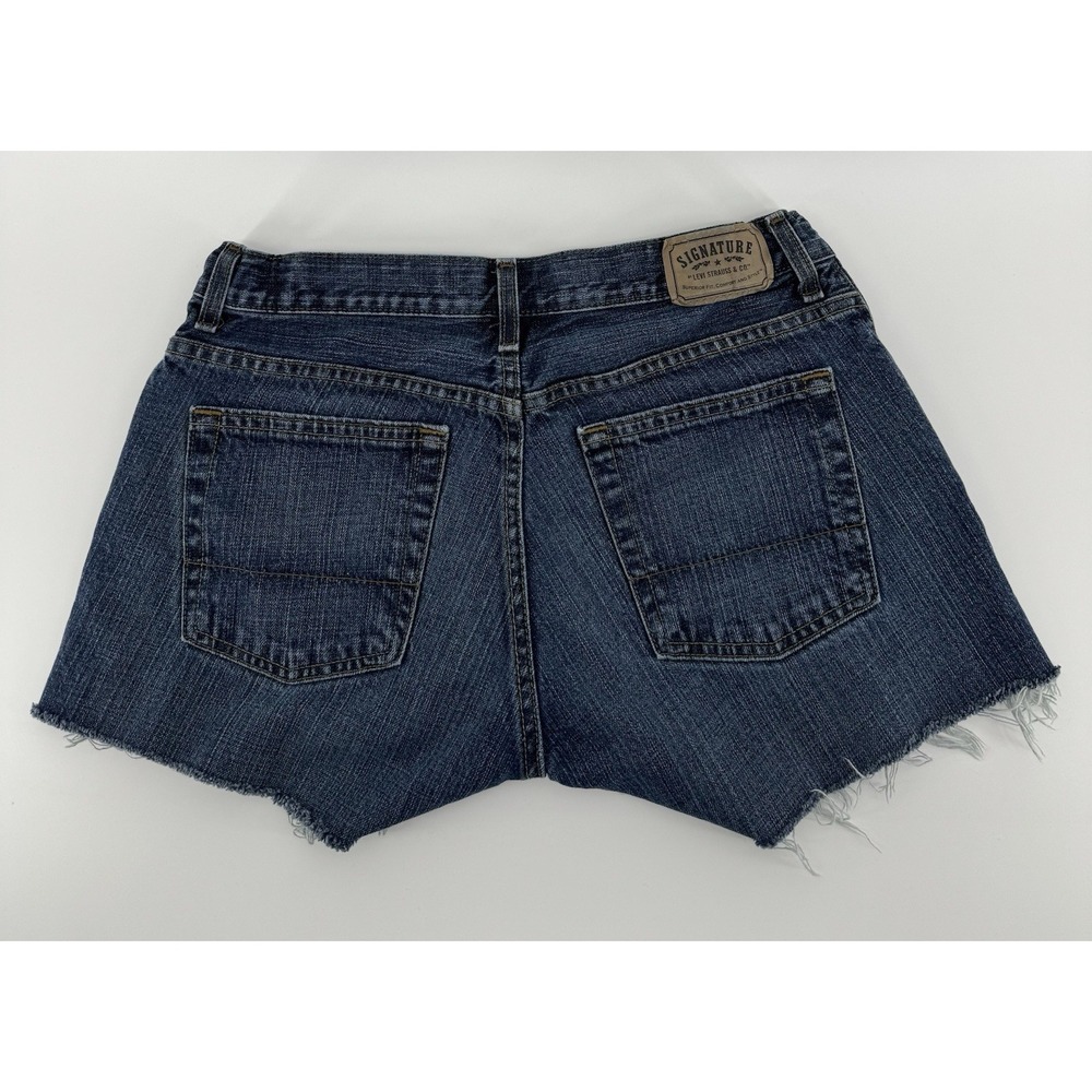 Levi's Signature High Rise Cut Off Blue Denim Shorts Distressed Size 32W